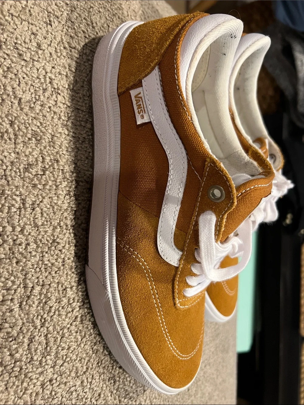 Vans Men’s Gilbert Crockett Suede Sneakers in Tan/Brown with White Accents